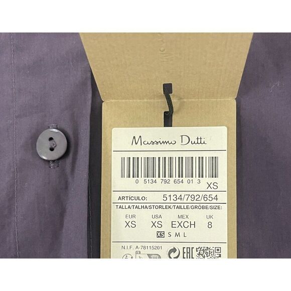 Massimo Dutti Womens Button Shirt Blouse XS Poplin Long Sleeve 5134/792 NWT - Picture 9 of 11